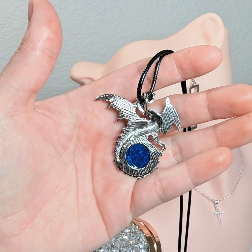Silver Dragon Pendant Necklace For Men & Women.